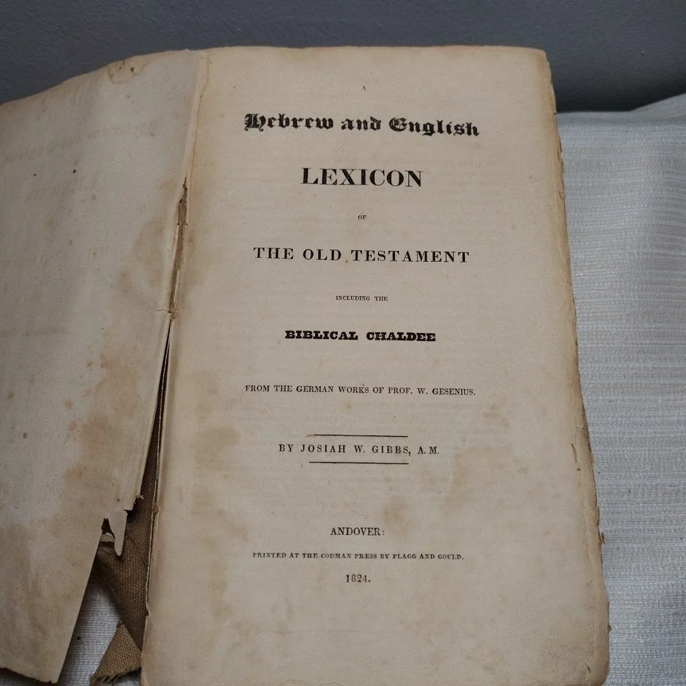 1824 Hebrew English‎ Lexicon Old Testament Josiah Gibbs Gesenius Antiquarian